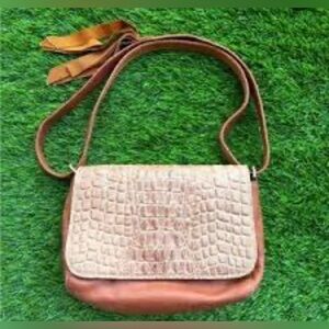 Clare V Croc Embossed Shoulder Bag